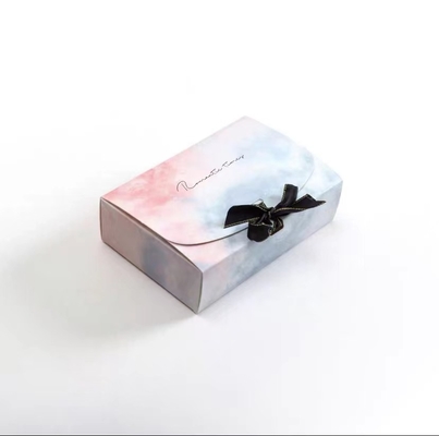 Colorful Coated Paper Foldable Gift Boxes With Ribbon Printing Logo Apparel Packaging