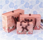 Pink Art Paper Paperboard Gift Boxes With Ribbon Handle drawer box shape For Jelwelry Packaging