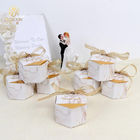 White Hexagonal Foldable Gift Boxes With Ribbon For Sweet Candy