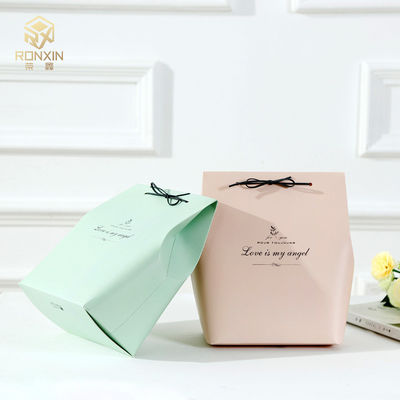 Coated Paper Colorful Foldable Gift Boxes With Ribbon Small Size